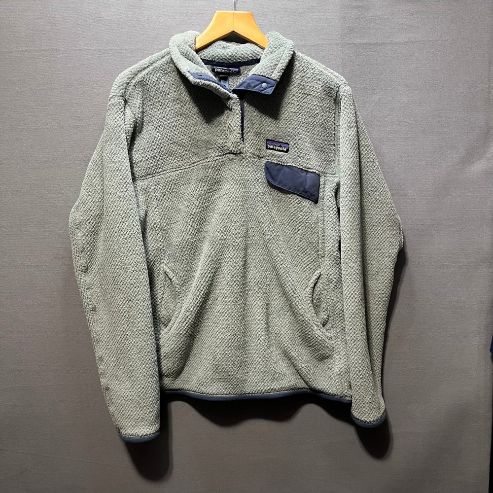 Patagonia Re-Tool Snap-T Fleece Pullover Large Sage Green Grey Polartec 25442
